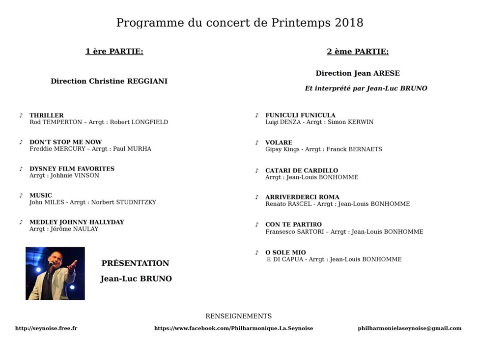 CONCERT DE PRINTEMPS 2018